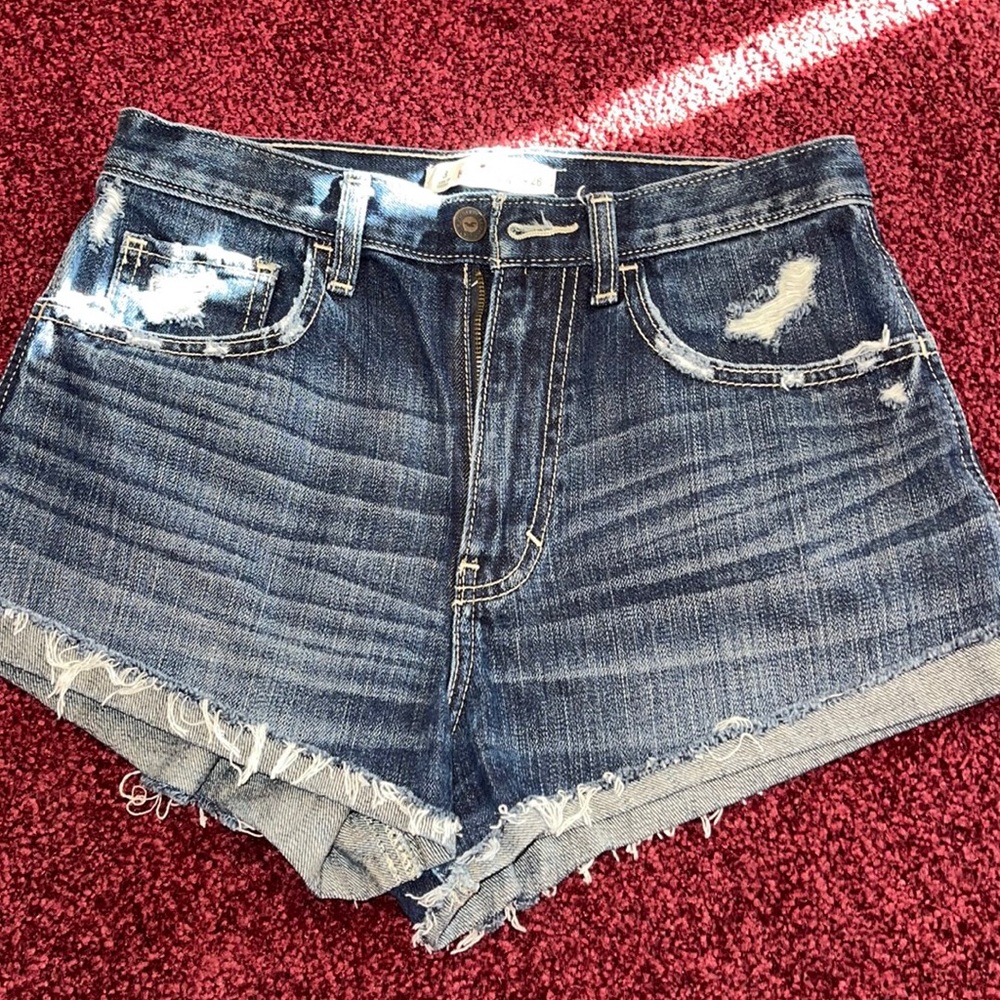 High rise denim shorts